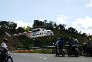 Helicopter Mi-172 landing at Lao Cai