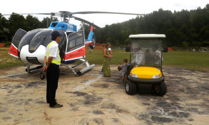 Helicopter EC130-T2 landing at My Son Holy-land